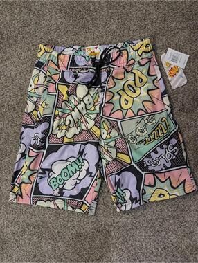 Oh Snap Drill Clothing Co Comic Print Shorts Pastel Small NWT Retro D2307-Y2821